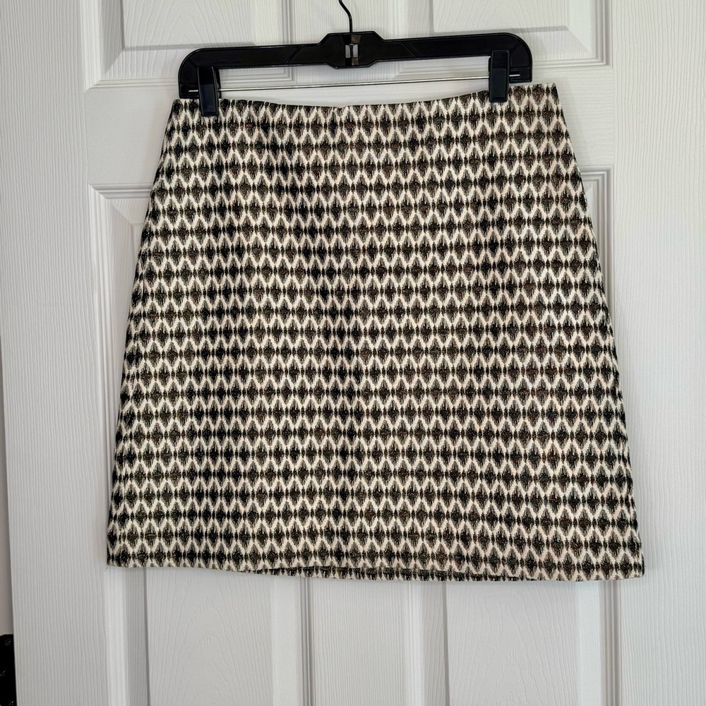 Ann Taylor Loft A-Line Mini Skirt Metallic Geometric Design Glam Office Party 8